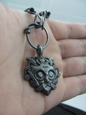 Odin's Scary Mask Pendant - Amulet Gnezdovo, Silver