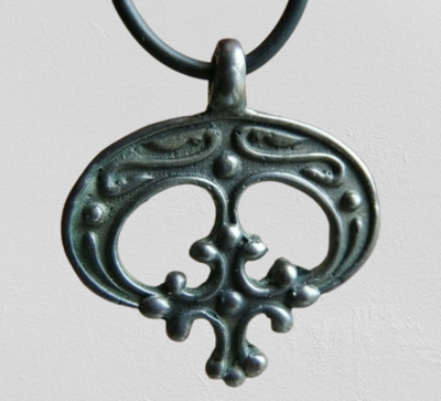Handmade Viking Lunula Protective Pendant With Christian Cross, Silver, Hand-Forged, Inspired by Original Artefacts