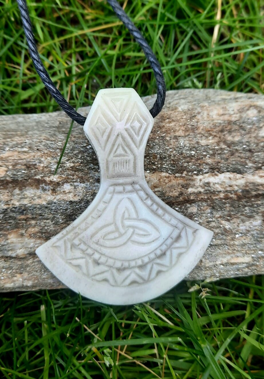 Mjolnir, Viking Hammer Pendant, Antlers Hand-Carved