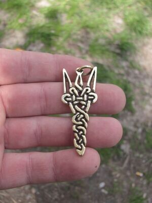 Stand with Ukraine! Patriotic Ukrainian Amulet from war zone, Handmade Norse Motifs Trident Pendant, inspired by Ukrainian National Coat of arms, Brass