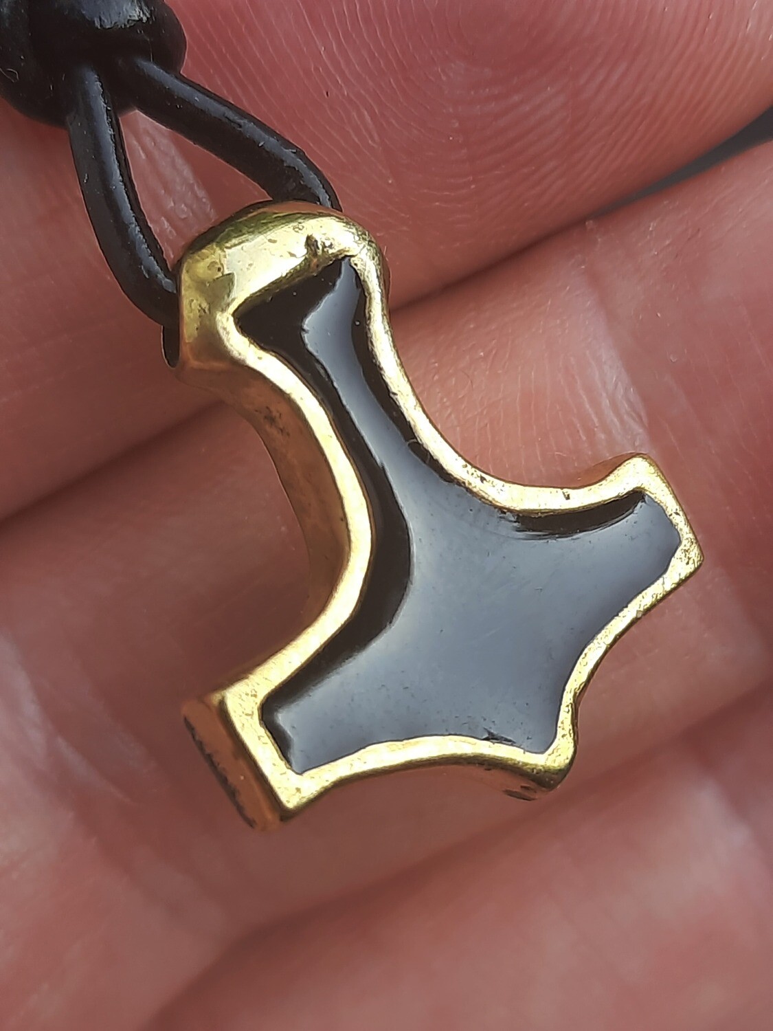 Support Ukraine! Handmade Mjolnir with Black Enamel, Mjöllnir, Thor's Pendant, Viking Shieldmaiden Amulet, Brass