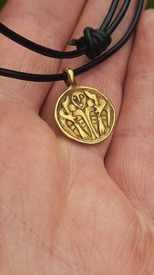 Odin Gripping Ravens Huginn & Muninn Viking Amulet, Gold plated Silver, Hand Forged
