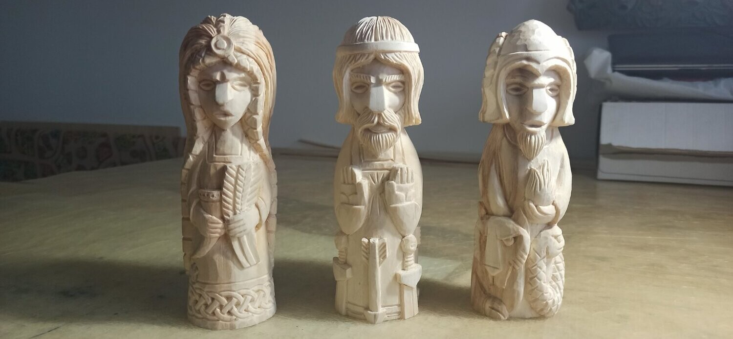 OFFER: Old Norse Gods Statues, God Loki, God Baldr and Goddess Sif- Basswood Hand Carved