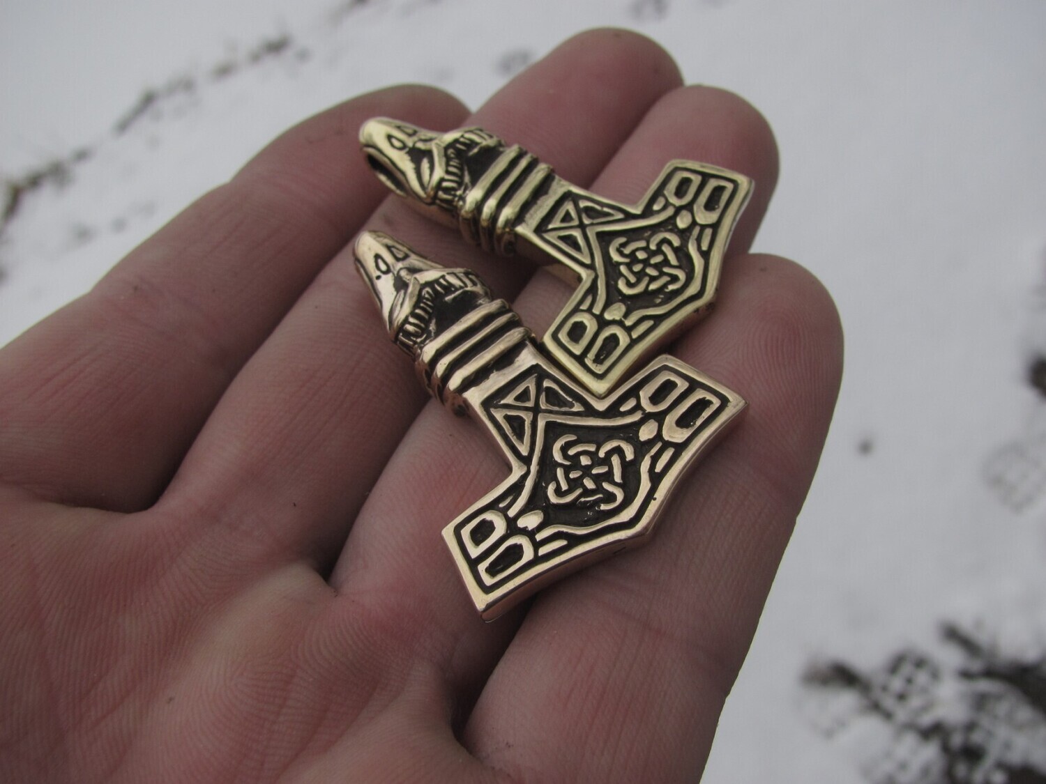 Handmade Mjolnir, Mjölnir, Thor's hammer Pendant, Viking Warrior Amulet, Bronze
