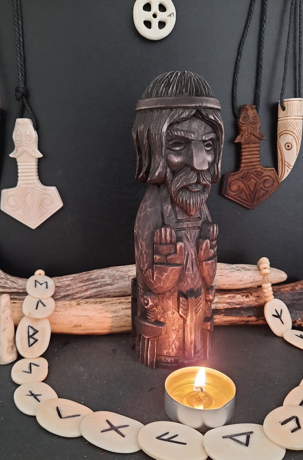 Old Norse Gods, Baldr Pagan Altar Idol, Wood Hand Carved