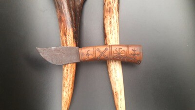 Historical Vikings Boot knife with Protective Symbols (Recreation, Rare Blade Shape)