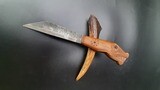 Anglo-Saxon Seax Dagger "Norse Dragon", Antlers carved handle (High Carbon Hand-forged steel blade)