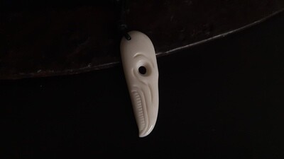 Raven Skull Necklace, Norse Viking Style Recreation, Cattle Bone, Hand Carved