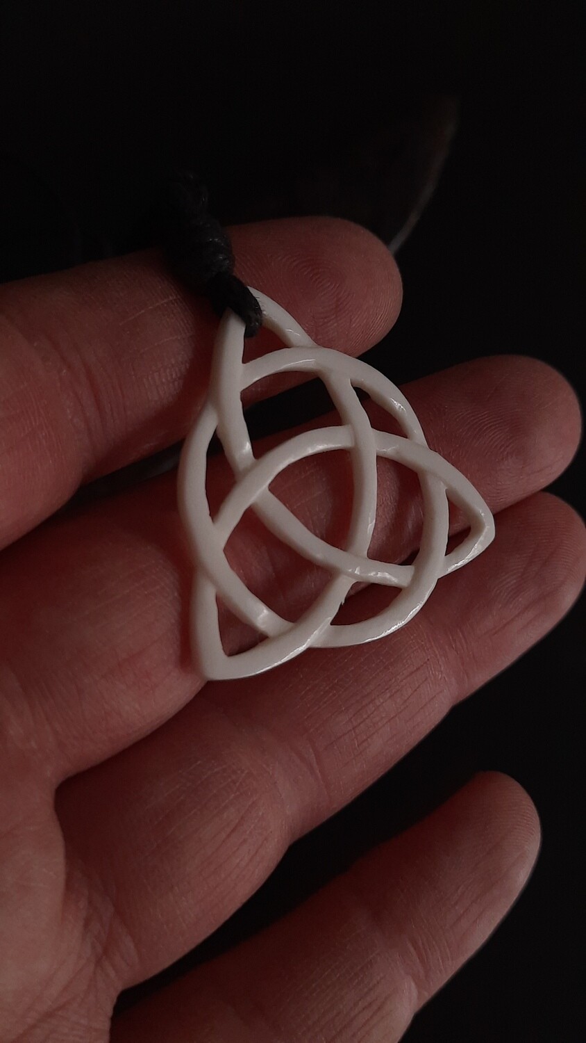 Celtic / Norse Triquetra pendant, hand-carving, handmade bone necklace, Historical Art Collection