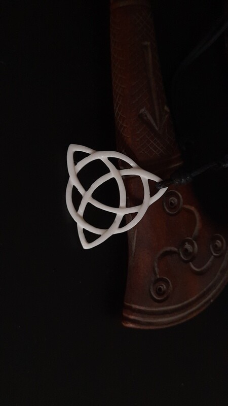 Celtic / Norse Triquetra pendant, hand-carving, handmade bone necklace, Historical Art Collection