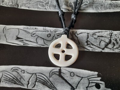 Weekend Offer! Handmade Odin Cross, Viking Solar Necklace, Hand-Carved in Bone Pagan Jewellery Collection