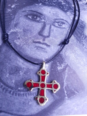 Byzantine / Medieval / Kyivan Rus Body Cross with real red Enamel. Handmade replica