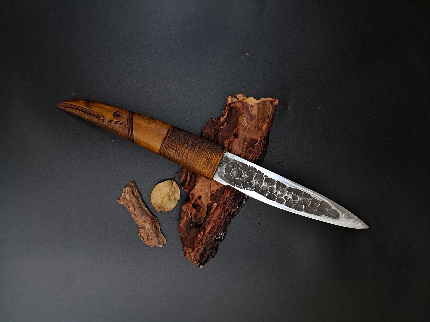 Norse Viking knife No 2 Odin's Raven Pattern, Hand forged, Moose Antlers  Carved Handle