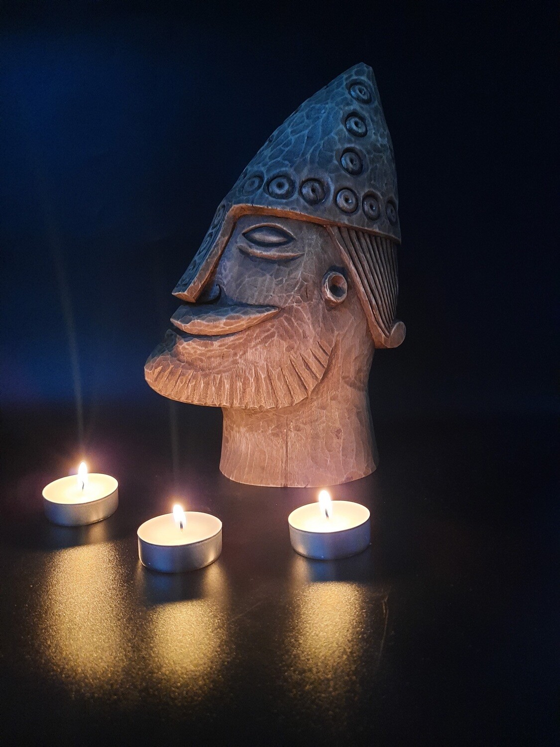 Viking in Helmet Statue, We call it God Thor Statue because it came really positive, Hand Carved in Wood