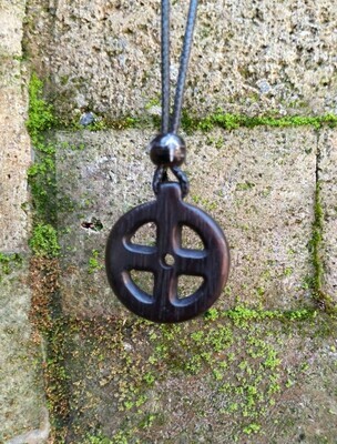 Bone Odin Cross, Viking Solar Necklace, Hand-Carved in Hard Wood Pagan Jewellery Collection