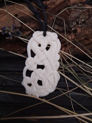 Viking Mythological beast Amulet, Antique look artwork inspired by Viking Age Artifact, Hand-Carved