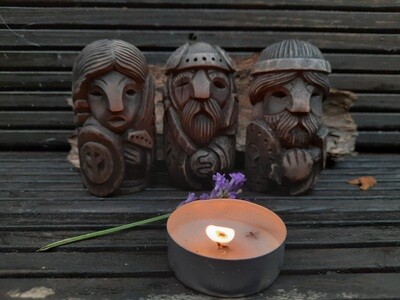 Old Norse Gods Statues, Wood Hand Carved