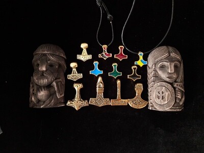 Stand with Ukraine! Patriotic Jewelry from War zone of Ukraine, Handmade, Mjölnir, Thor's Pendant, Vikings and Shieldmaiden Amulet, cast in Brass