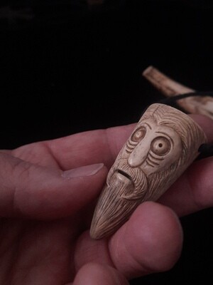 Solid Viking God Odin Amulet, Hand Carved, Moose Antlers - Wear Authentic