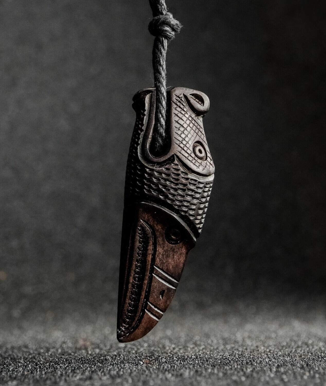 Odin Raven and Dragon Pendant, Hand Carved. Antler