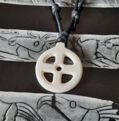 Best Offer! Handmade Odin Cross, Viking Solar Necklace, Hand-Carved in Bone Pagan Jewellery Collection