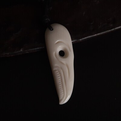 Raven Skull Necklace, Norse Viking Style Recreation, Cattle Bone, Hand Carved