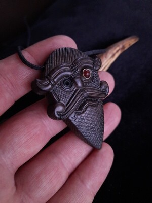 Fine Germanic God Odin / Bindrune of Courage Amulet, Hand Carved, Moose Antlers - Wear Authentic