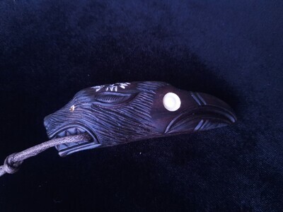 Hand-Carved Norse Odin Raven & Wolf Pendant with Vegvisir Symbol: Viking Amulet from Moose Antlers