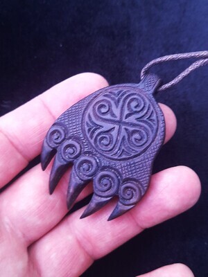 Bear Paw Necklace / Bearwarrior Berserk Amulet devoted to God Odin, Antlers Hand-Carved
