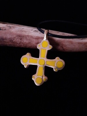 Stand with Ukraine! Patriotic jewelry, Handmade Kievan Rus Body Cross with Yellow Enamel