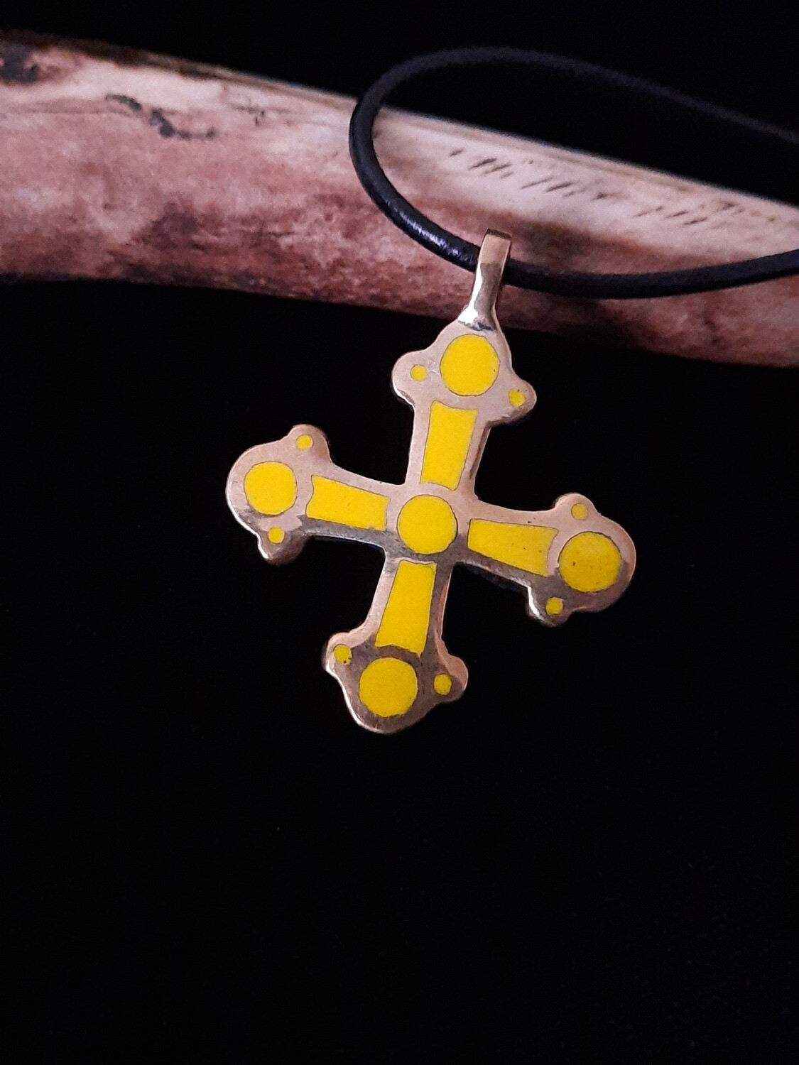 Stand with Ukraine! Patriotic jewelry, Handmade Kievan Rus Body Cross with Yellow Enamel