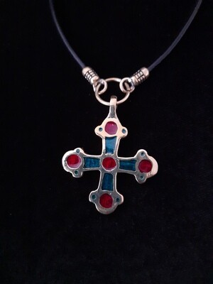 Stand with Ukraine! Patriotic jewelry, Handmade Kievan Rus Body Cross with Red and Green Enamel and Ring