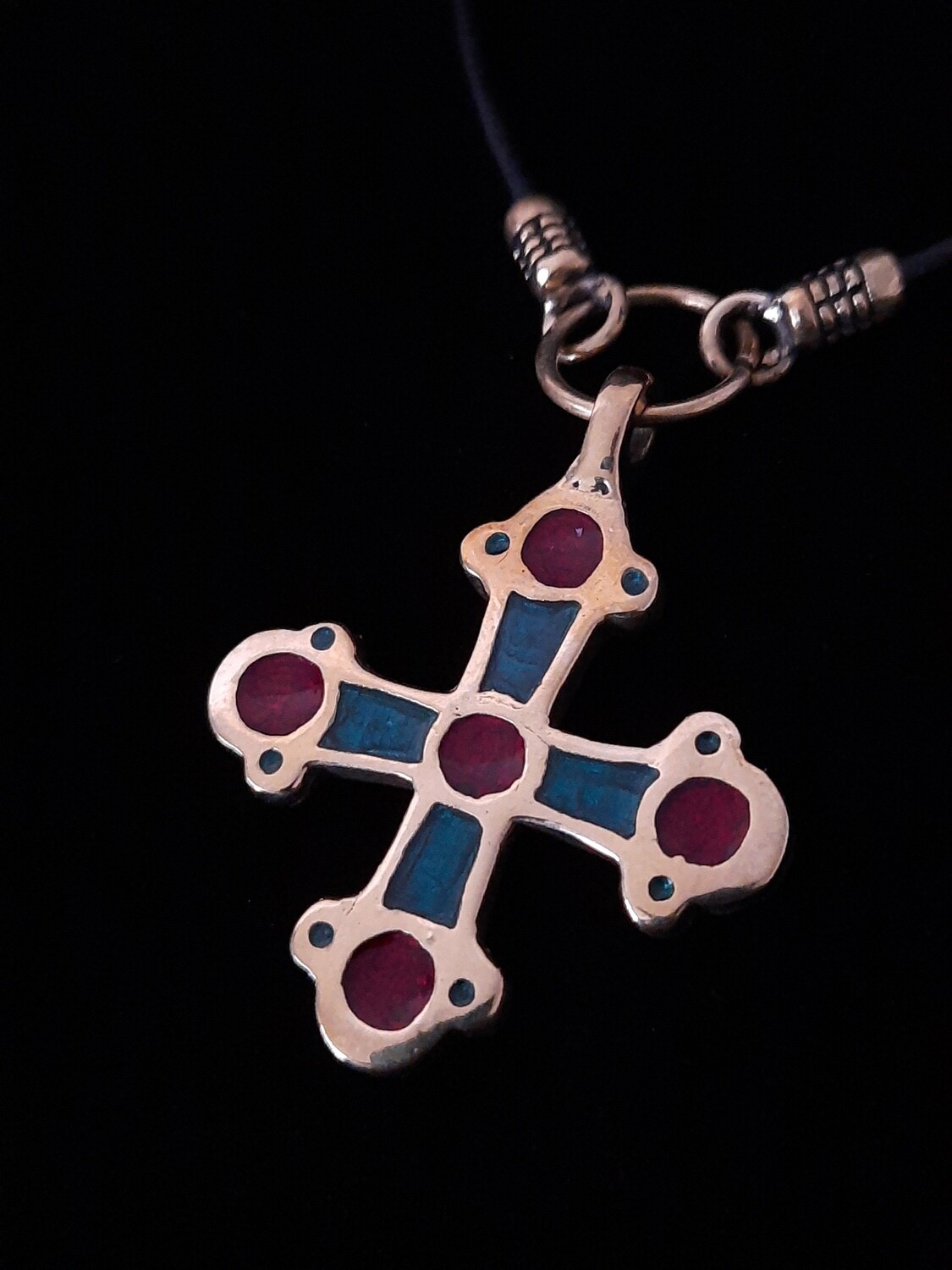 Stand with Ukraine! Patriotic jewelry, Handmade Kievan Rus Body Cross with Red and Green Enamel and Ring