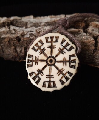 Superb Vegvisir Compass Pendant with Berkana Rune, Wayfinder, Runic Pagan Compass, Fine Antlers Hand-Carved Pagan Necklace