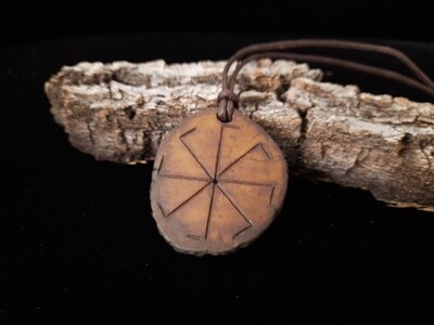 Unique Kolowrat Amulet with Algiz Rune, Fine Antlers Hand-Carved Pagan Protection Necklace