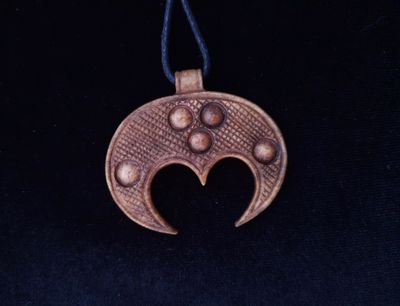 Norse Viking Woman / Kyivan Rus Lunar Necklace - Hand-carved from moose antler