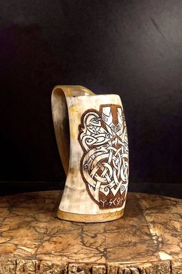 Crafting Norse Art Excellence: Premium Viking Drinking Horn Cups Collection - "Mead Hall"