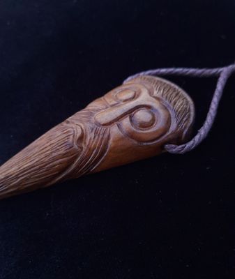 Massive Archaic Look God Odin / Algiz Rune Pagan Amulet: Hand-Carved from Moose Antlers for Authentic Wear