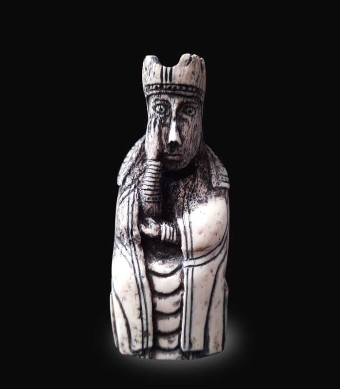 Lewis Chessmen, the Queen, Hand-Carved, Moose Antlers