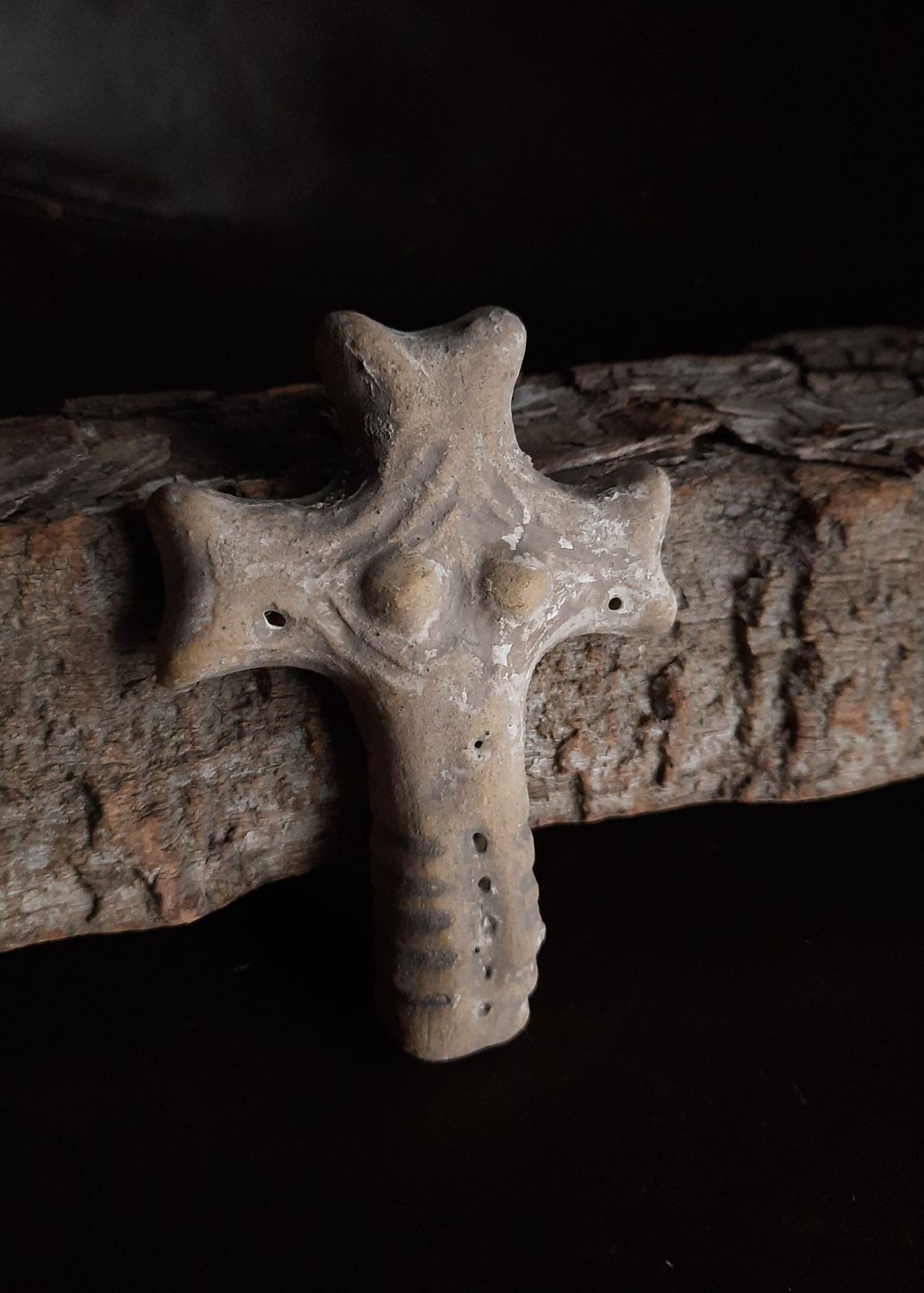 Small Handmade Mother Goddess in the form of Cross, First Gods of Old Europe, Neolithic Terracotta Replica