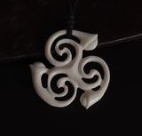 Historical Celtic Infinity Pendant, one of the Celtic Pagan Triskele amulets, bone carving, Hand-made, Hand-carved in bone