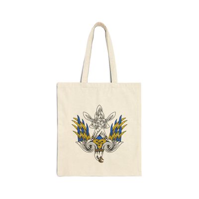 Ukrainian Tryzub / Trident inspired! UA Patriotic Cotton Canvas Tote Bag