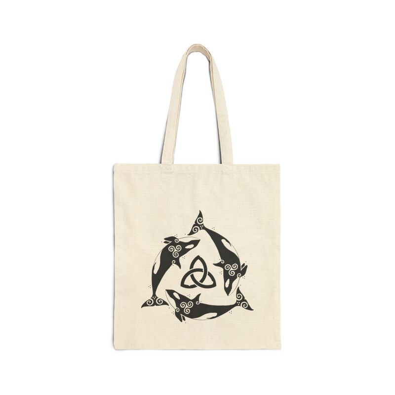 Orcas Spirit, Celtic Triquetra / Trinity Knot, Cotton Canvas Tote Bag