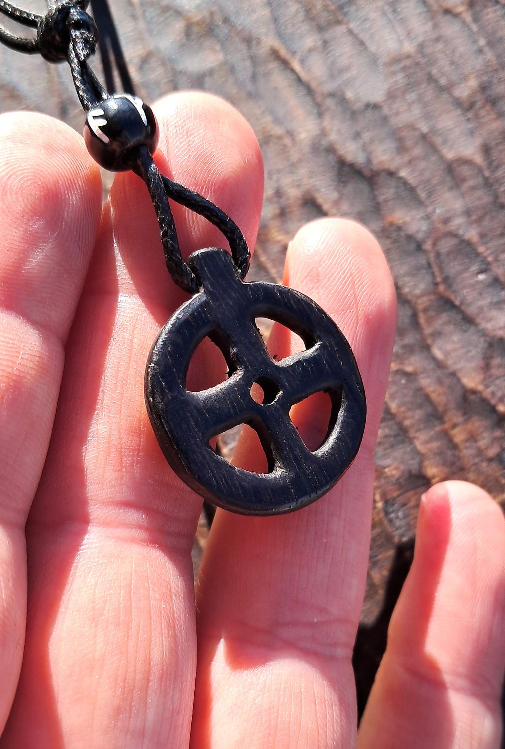 Handmade Odin Cross with Runic Bead - Viking Solar Amulet "Black Hole Sun"