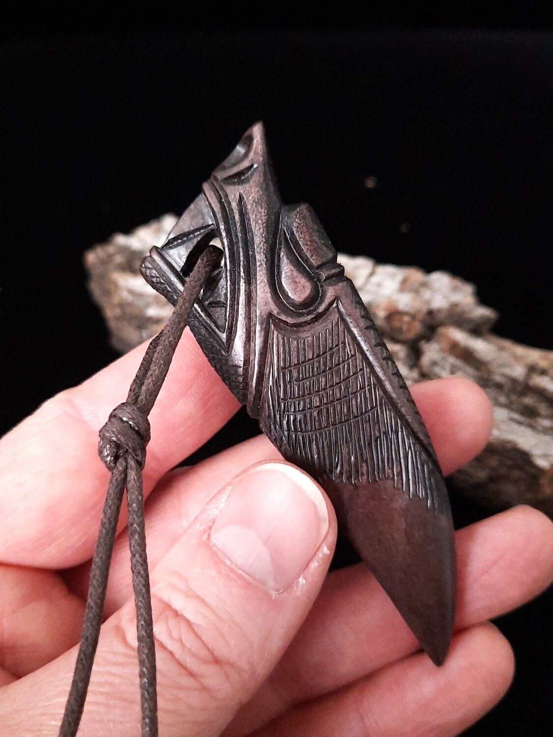 Hand-Carved Norse Wolf Fenrir Fang Amulet: Artwork Devoted to God Odin and Tyr, Crafted from Moose Antlers