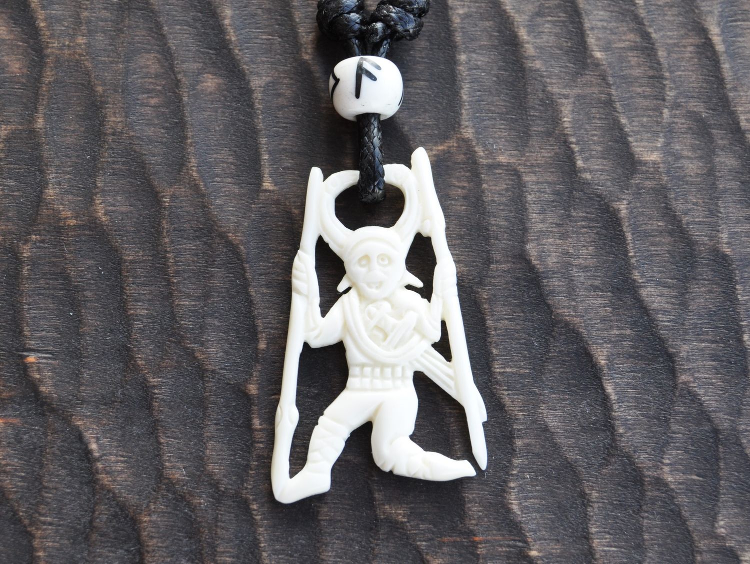 Offer! Dancing God Odin / Alfadir Amulet – Hand-Carved Viking Bone Pendant