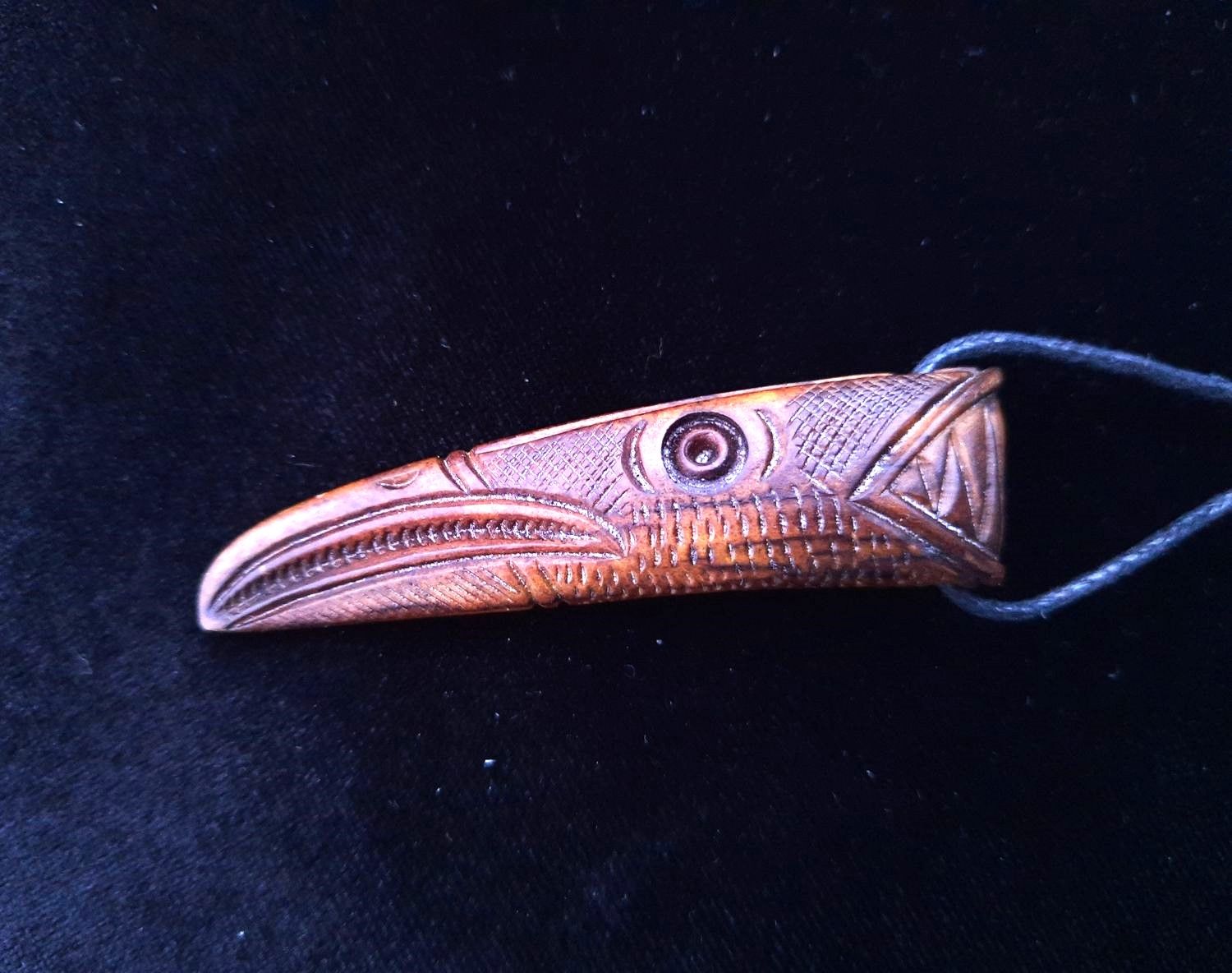 Hand-Carved Norse Odin Raven & Wolf Pendant - Viking Amulet from Moose Antlers