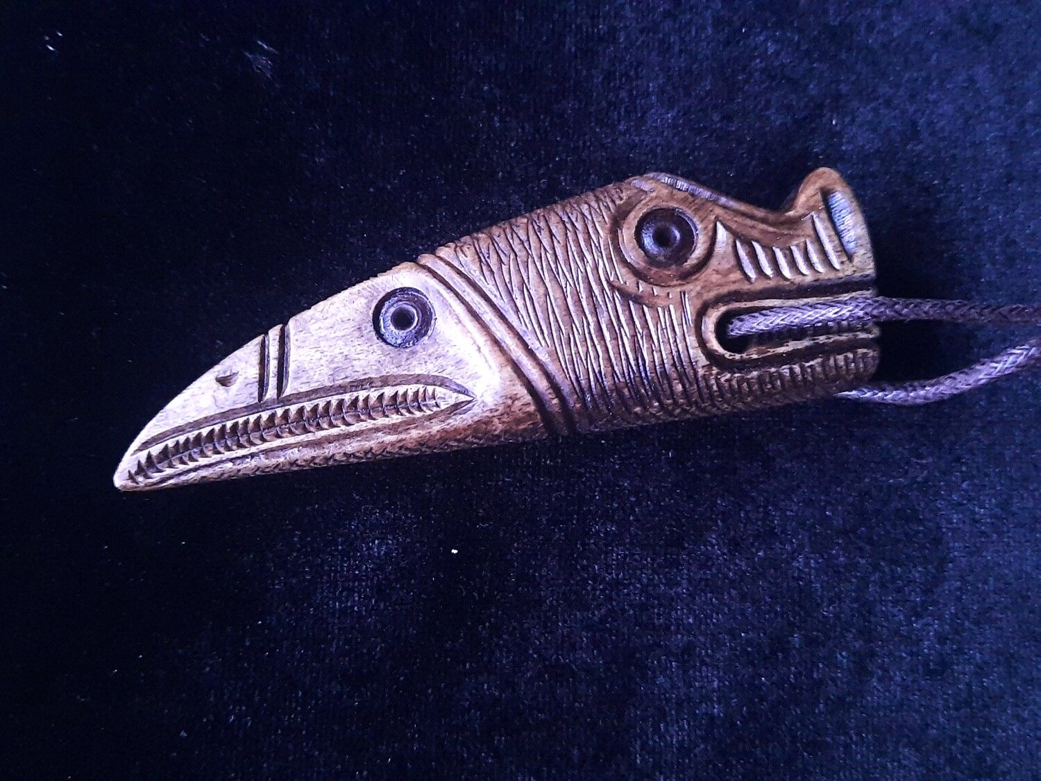 Hand-Carved Odin Raven and Dragon Pendant: Unique Antler Craftsmanship - A Testament to Norse Artistry