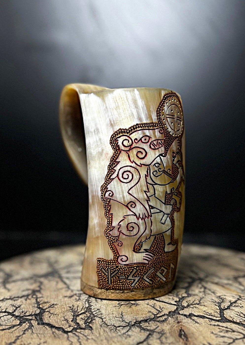 Crafting Norse Art Excellence: Premium Viking Drinking Horn Cups Collection - "Berserker Warrior"