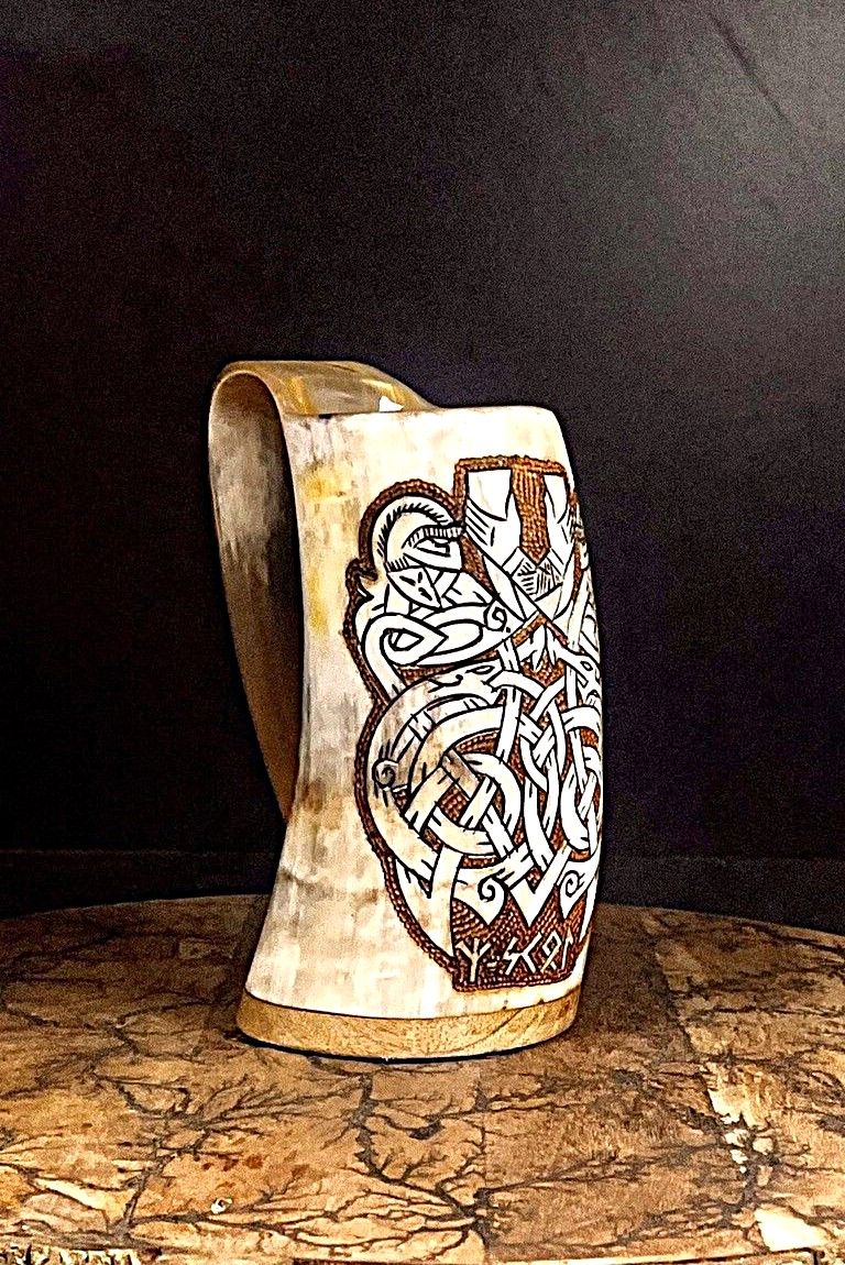 Crafting Norse Art Excellence: Premium Viking Drinking Horn Cups Collection - "Mead Hall"